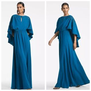 SACHIN & BABY WOMEN'S WREN LONG MAXI CAPE GOWN DRESS MOROCCAN BLUE $1295